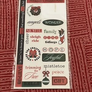 Scrapbooking/ greeting card supplies - Christmas holiday Theme vinyl word blocks